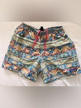 Patagonia Mens Shorts Baggies High Hopes Geo Salamander Green Small